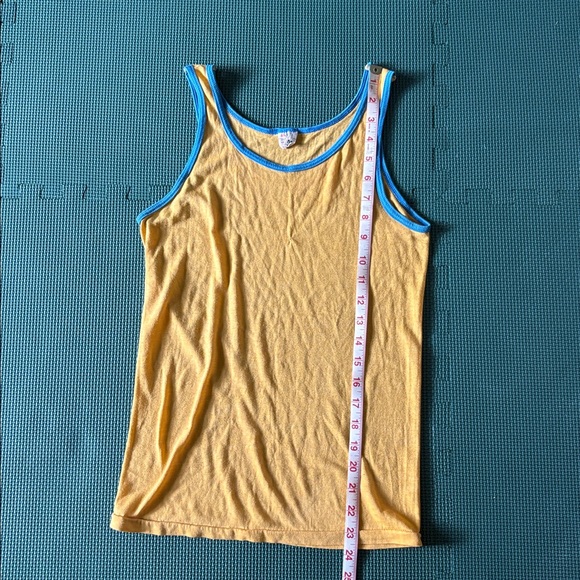 VINTAGE Single Stitch Yellow Tank Top with Blue Trim from JCPenny Size M - Picture 7 of 9